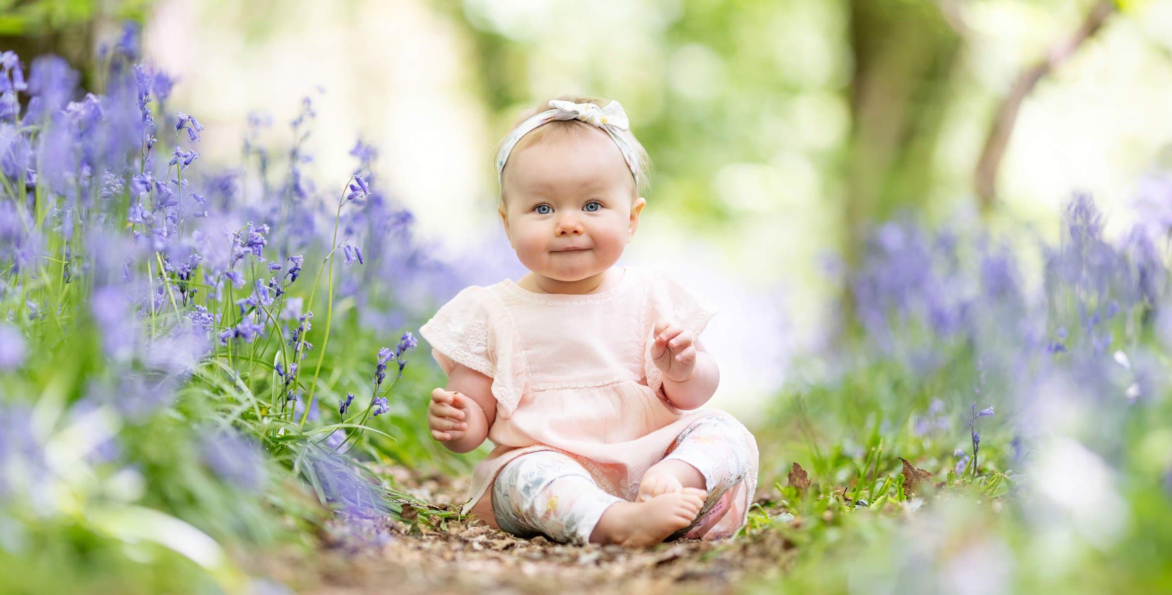 Sussex bluebell portraits on location. Children's portraits in bluebell woods